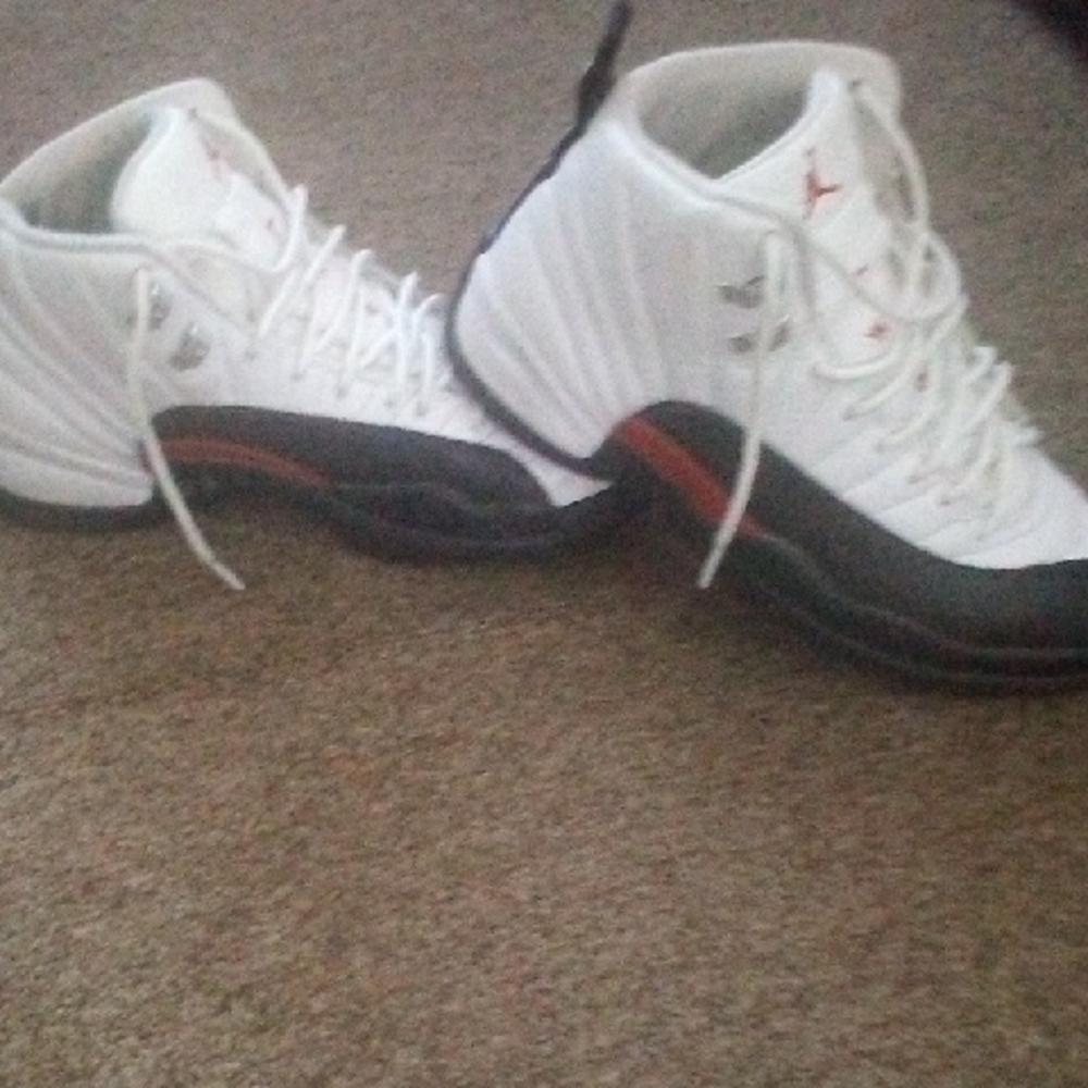 Jordan White and Black Sneakers with Red Accents